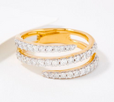 Affinity x Courtney Khondabi Yellow Tone Sterling Silver Pave Wrap Ring Size 10